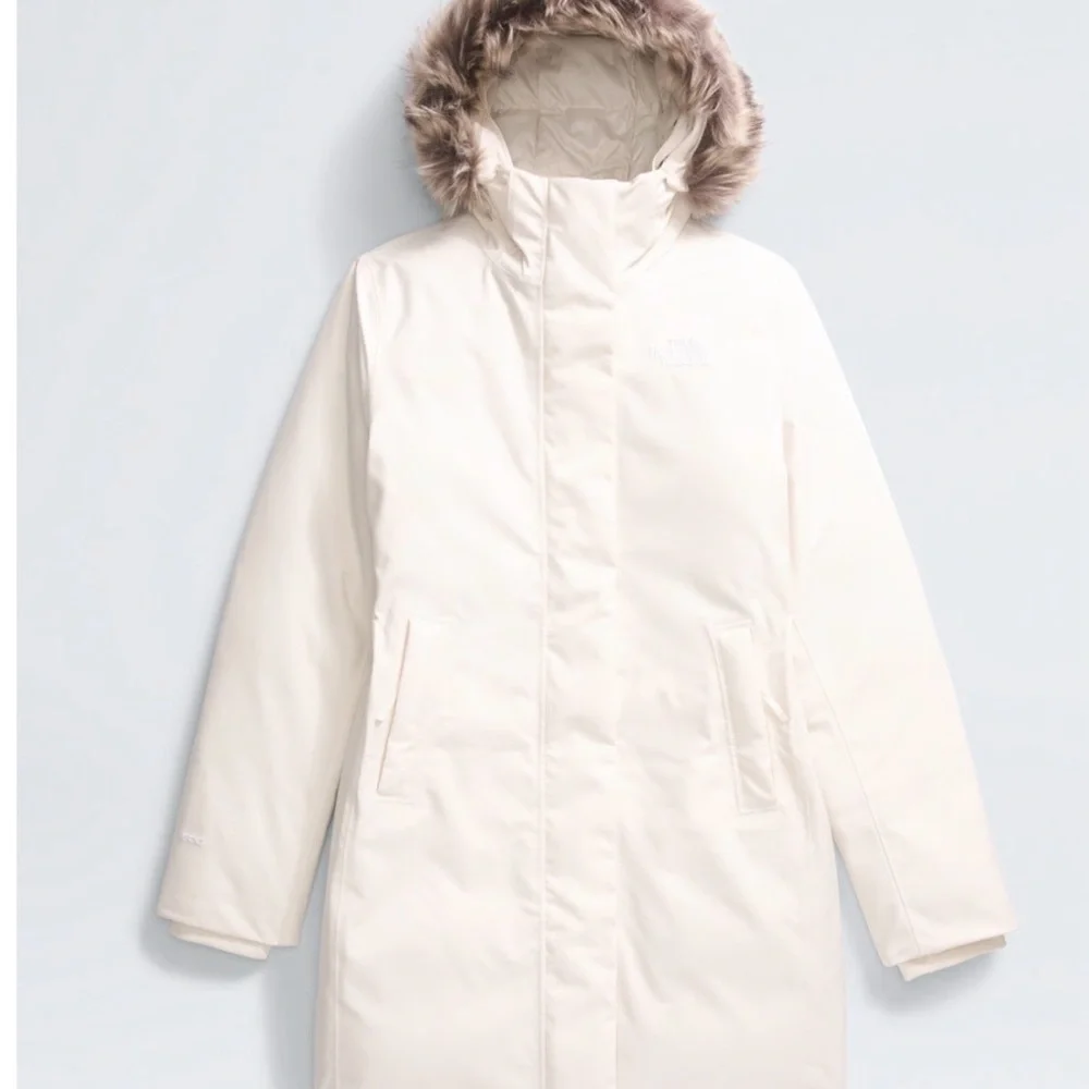 SALE The North Face Arctic Parka Cream White Fur Hood Women's Large - Picture 3 of 9